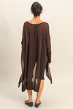 Knit Long Tunic Top - Brown