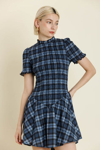 Plaid Smocked Mini Dress