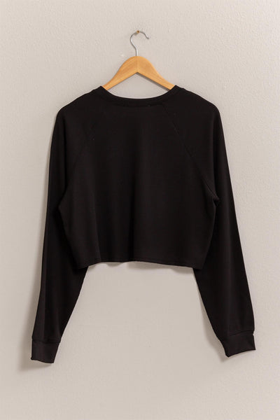 Raglan-sleeve Crop Top