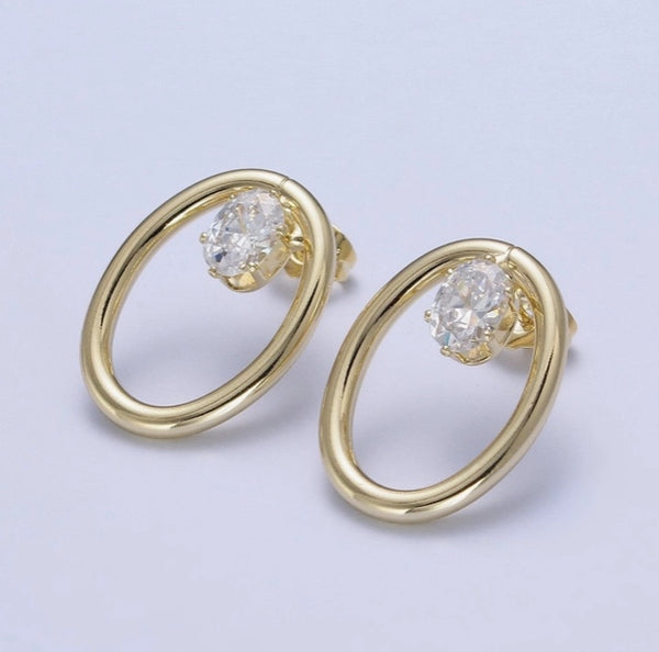 14K Gold Filled Circle + Stud Earring