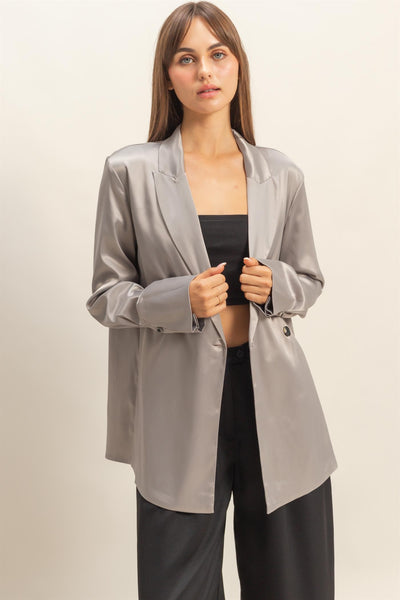 Silver Satin Blazer