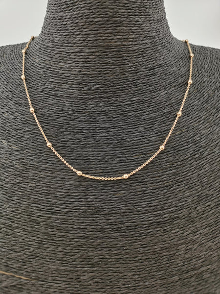 18K Gold Filled Rolo Beaded Chain Necklace - Rose Gold