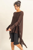 Knit Long Tunic Top - Brown
