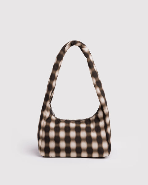 Small Nylon Meringue Bag - Blurred Gingham Brown