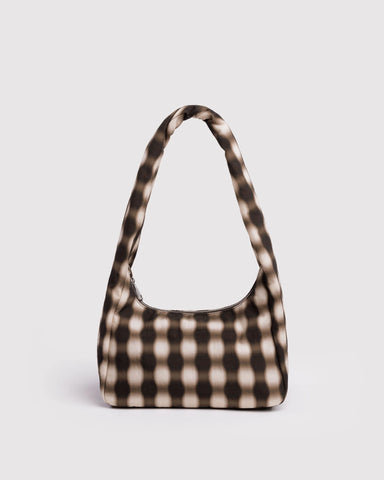 Small Nylon Meringue Bag - Blurred Gingham Brown