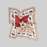 COLORFUL HORSE AND GEO PRINT SQUARE SCARF - BLUE OR BEIGE