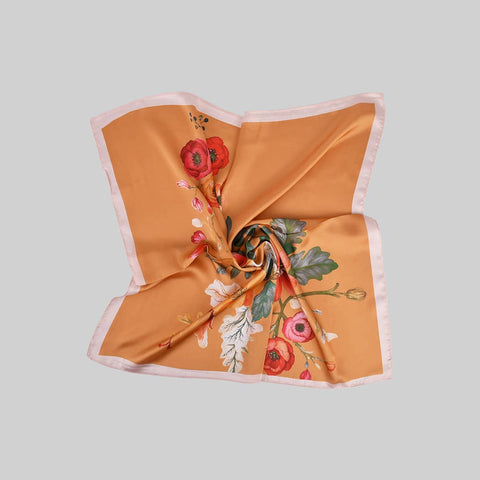 FLOWER PRINT SILKY SQUARE SCARF