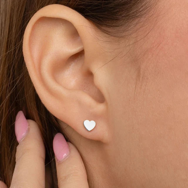 Heart Stud Earrings - Silver