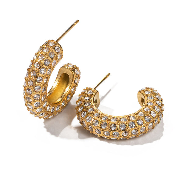 18K Gold Plated Chunky Rhinestone Earrings