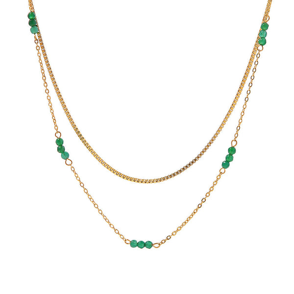 18k Gold Plated Double Layer Bead Necklace