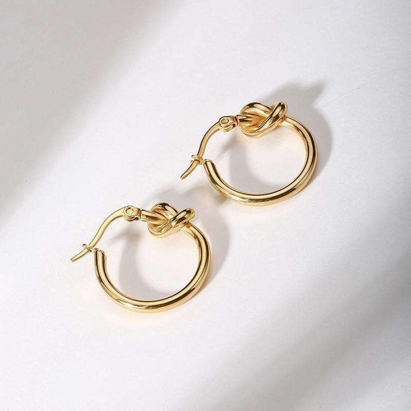 18K Gold Plated Knot Hoop Earrings