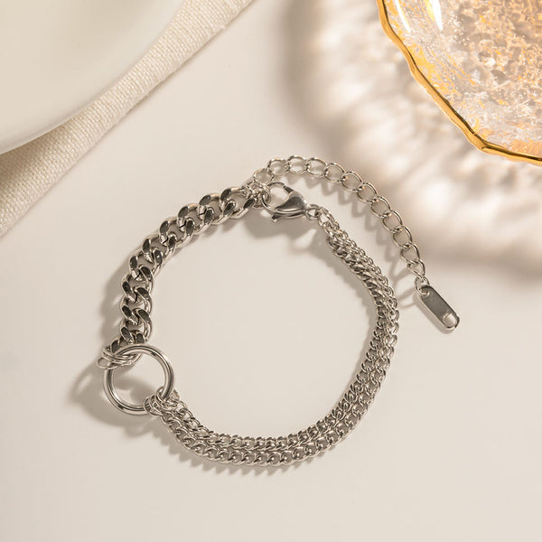 Stainless Steel Double Layer Cuban Chain Bracelet