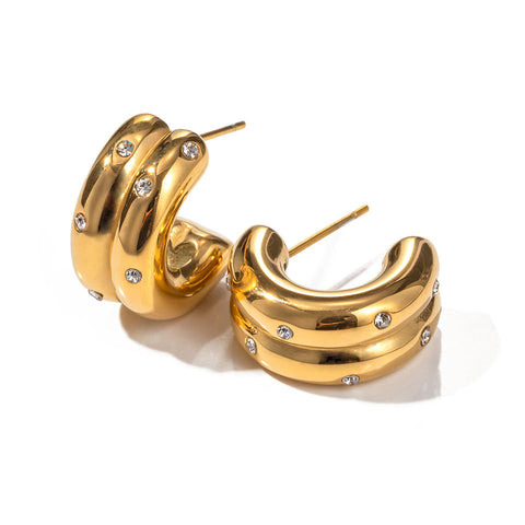18K Gold Plated Chunky CC Hoop Earrings