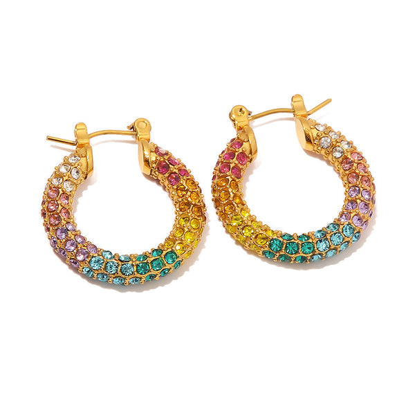 18K Gold Plated Colorful Hoop Earrings