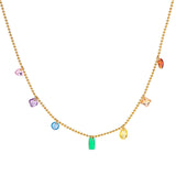 18K Gold Plated Multi Color Bead Chain Necklace