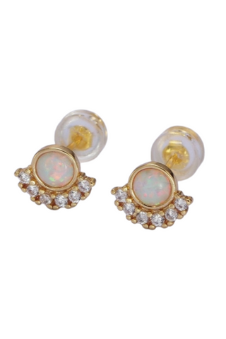 24K Gold Filled Opal Stud Earrings