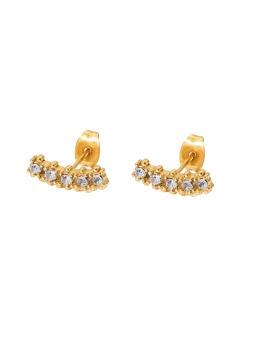 18K Gold Plated 5 Gem Stud Earrings