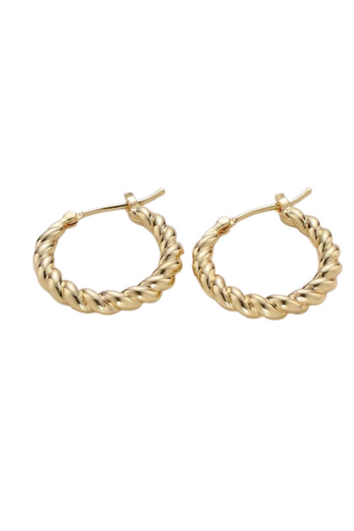 14k Gold Plated Small Twisted Hoop Earrings