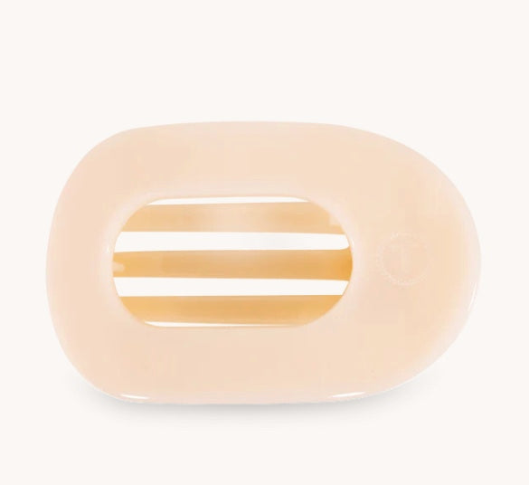 Almond Beige Flat Round Hair Clip - Large