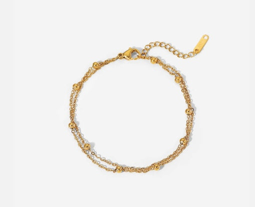 18k PVD Gold Plated Double Layer Bracelet