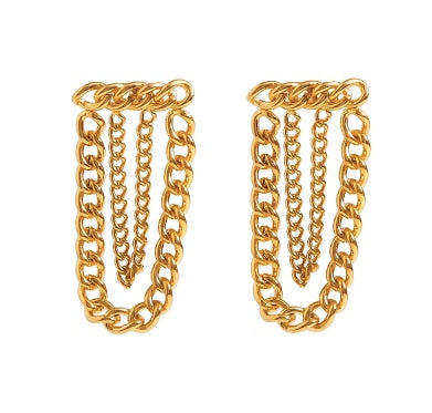 18k Gold Plated Chain Stud Earrings