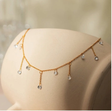 18K Plated Crystal Drop Necklace