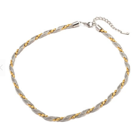 18k Gold Plated Plated Stainless Steel Twist Necklace