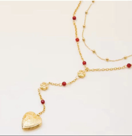 Locket Lariat - Red