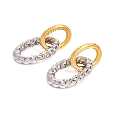 Double Hoop Stud Mixed Metal