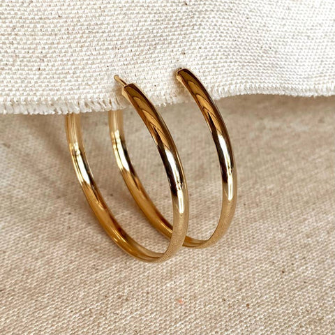 18k Gold Filled 50mm Hollow Continuous Hoop Earrings