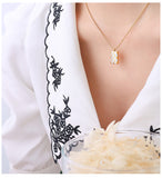 White + Gold Check Necklace
