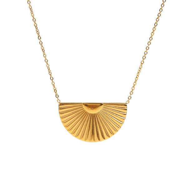 18K Gold Plated Stainless Steel Sunburst Necklace