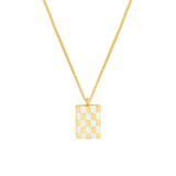 White + Gold Check Necklace