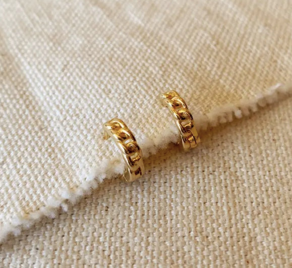 18k GoldFilled 2mm Cuban Chain Clicker Hoop Earring